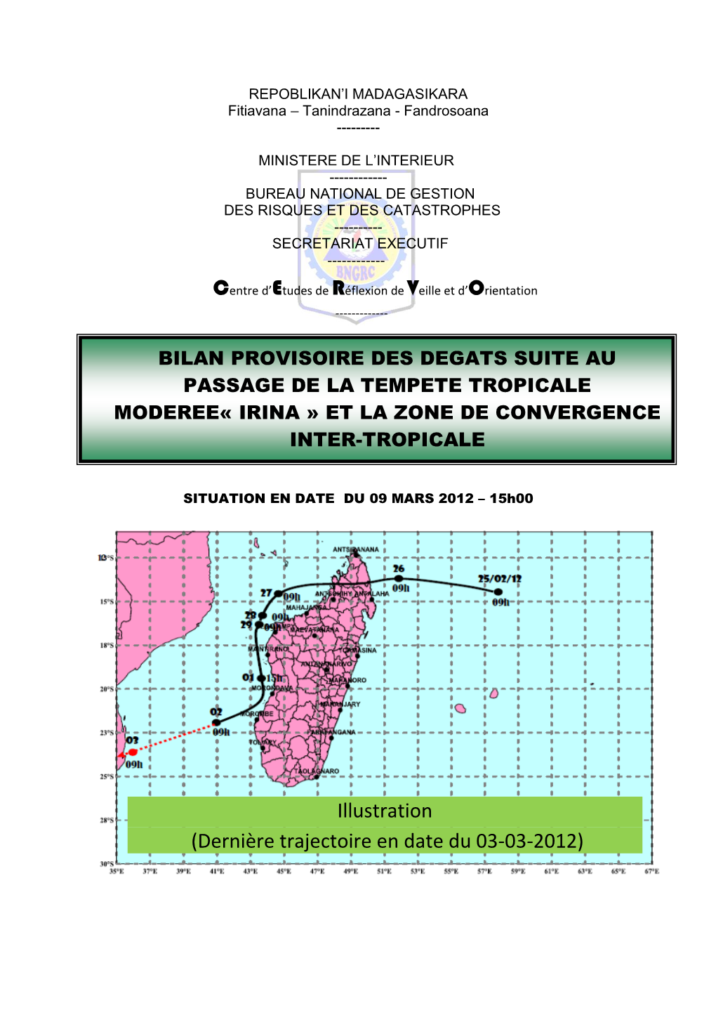 Illustration (Dernière Trajectoire En Date Du 03-03-2012)