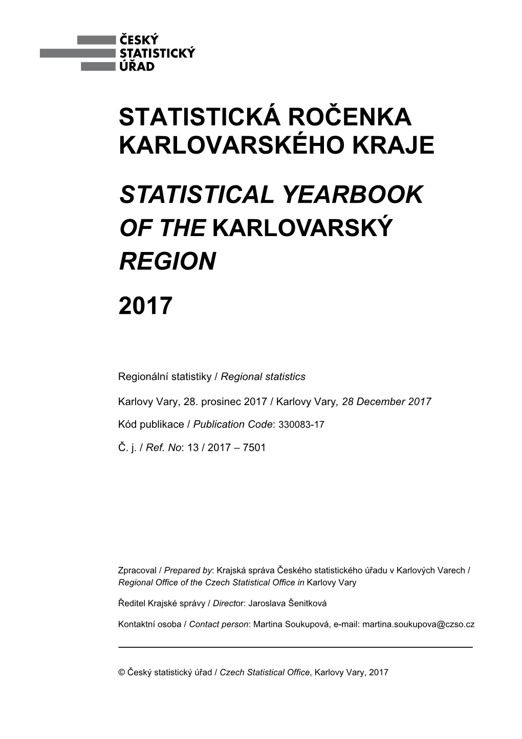 Statistická Ročenka Karlovarského Kraje Statistical Yearbook