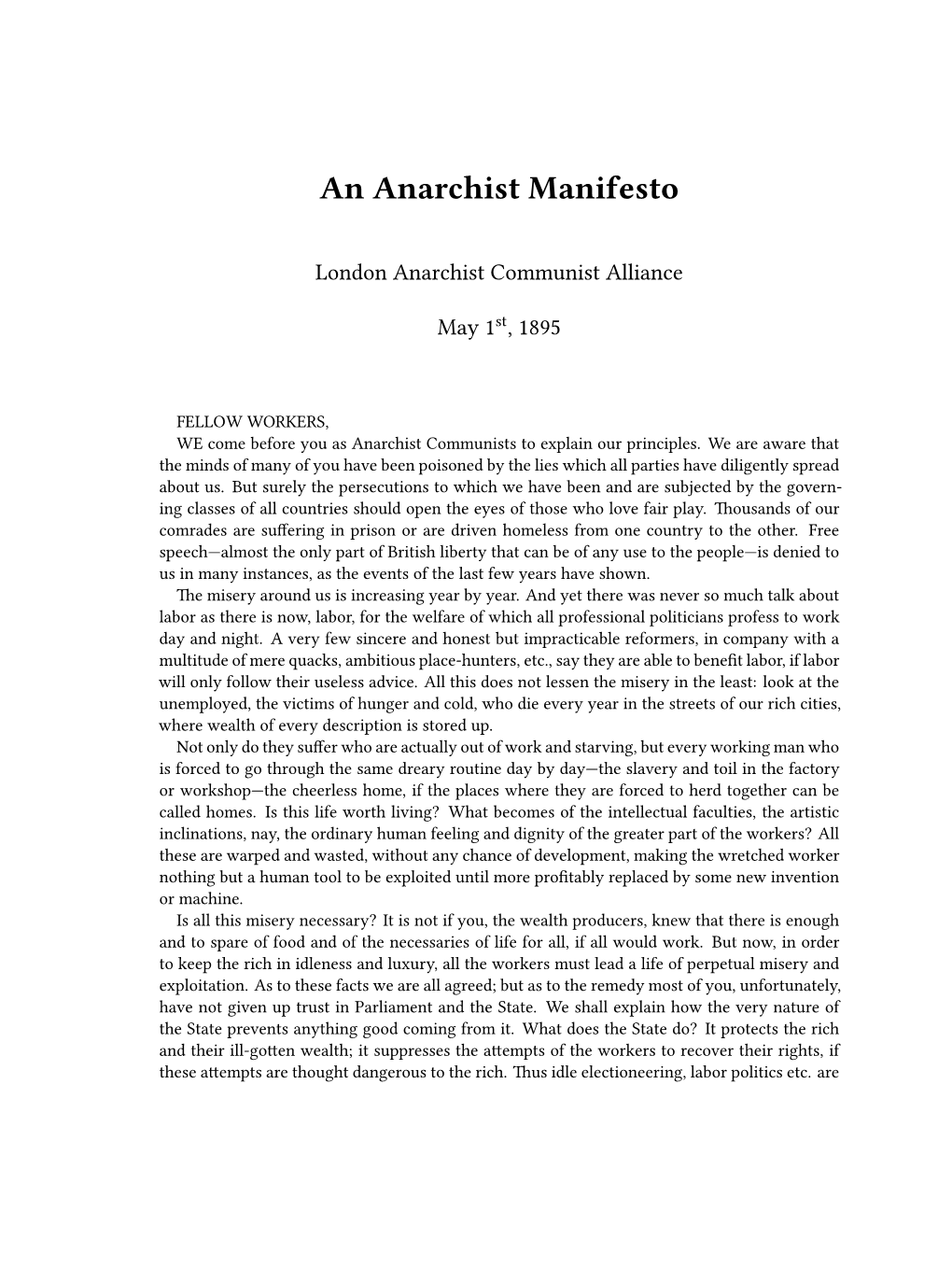 Anarchist Manifesto