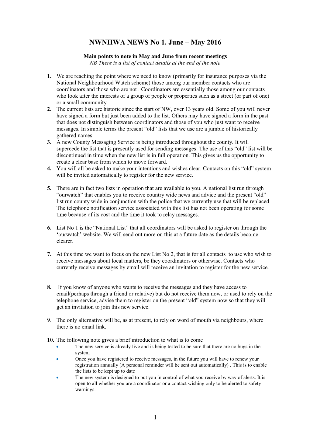 Minutes of the North Warwickshire Neighbourhood Watch Forum, (NWNWF) Fifth Meeting at 7