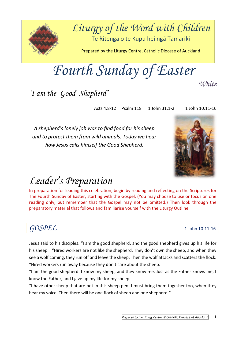 Fourth Sunday of Easter White ‘I Am the Good Shepherd’