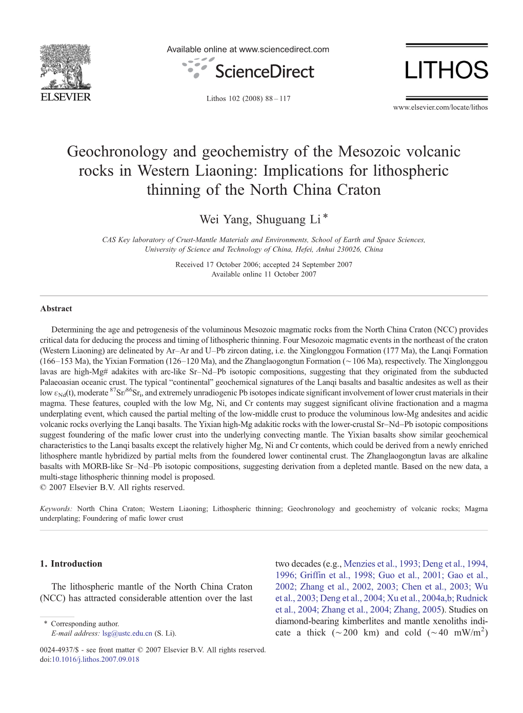 Geochronology and Geochemistry of the Mesozoic Volcanic Rocks In