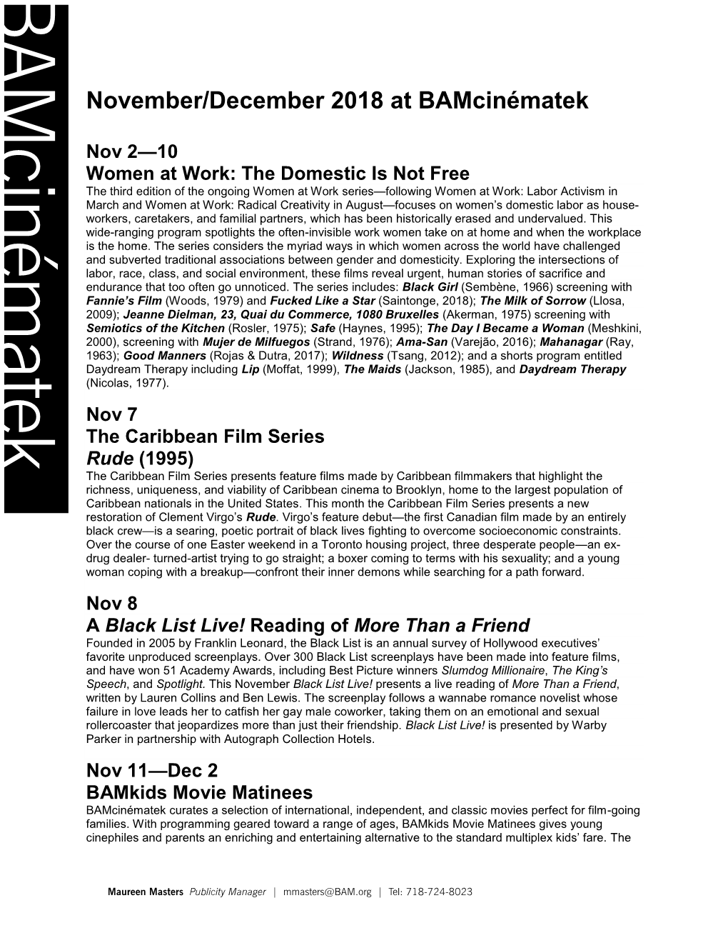 November/December 2018 at Bamcinématek