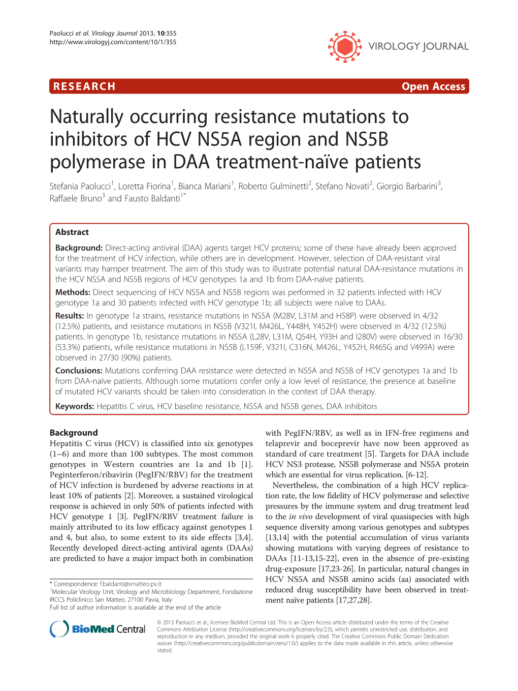 Naturally Occurring Resistance Mutations to Inhibitors of HCV