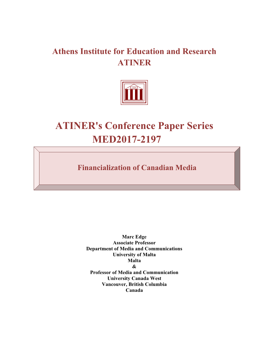 ATINER's Conference Paper Series MED2017-2197