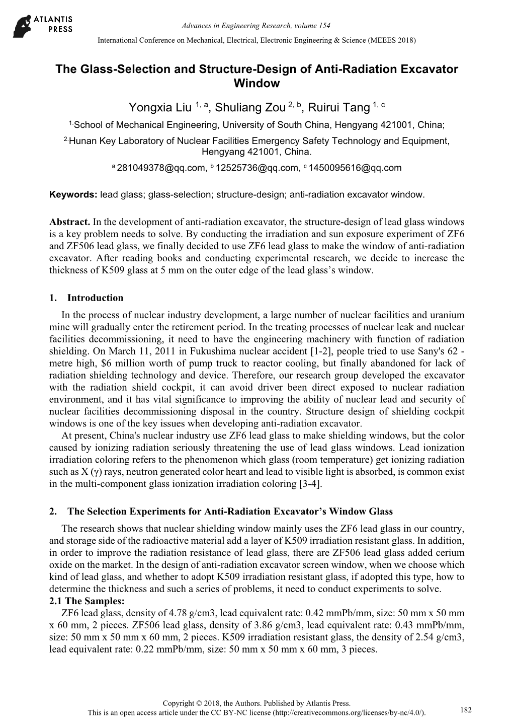 The Glass-Selection and Structure-Design of Anti-Radiation Excavator Window