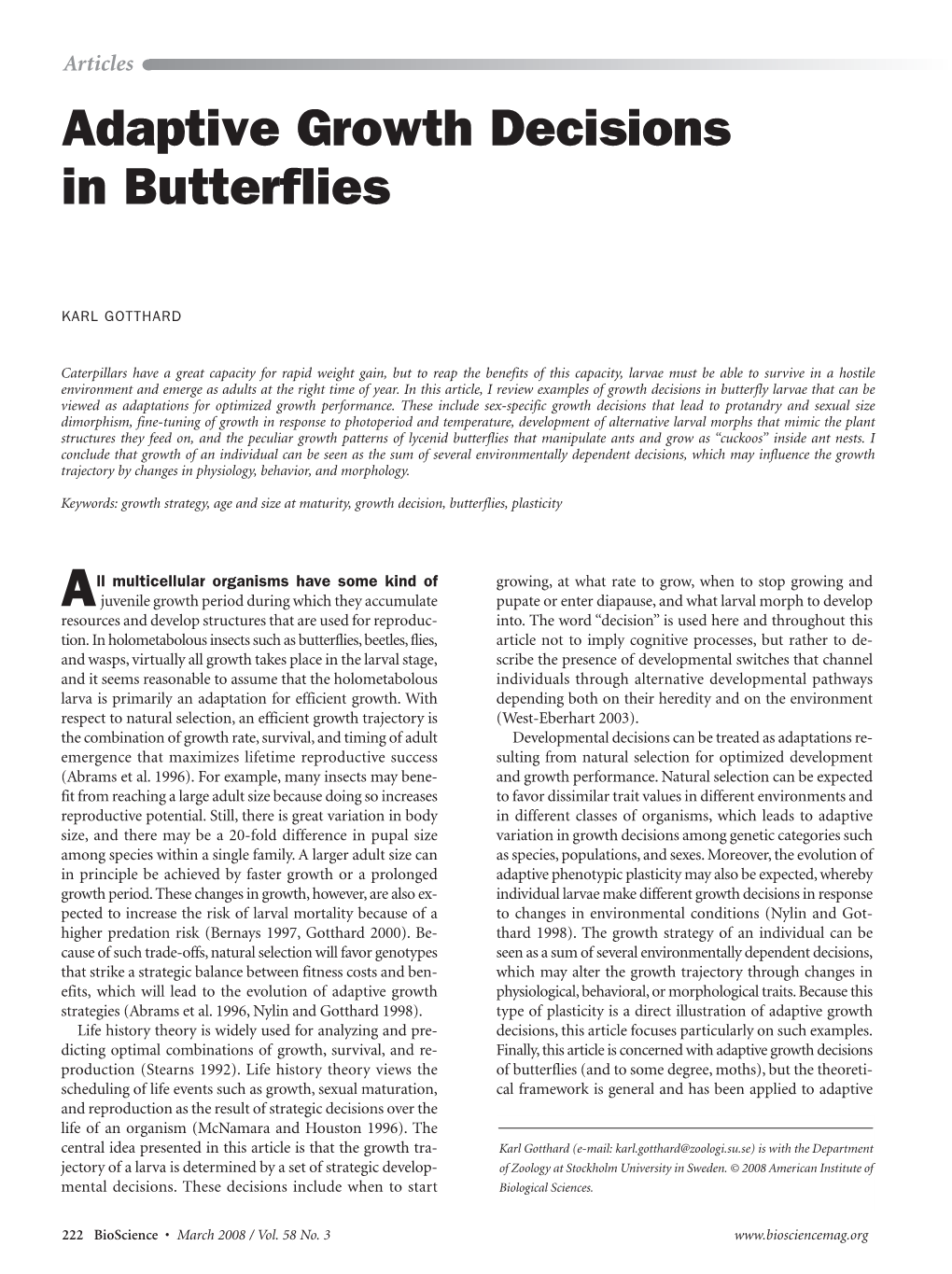 Adaptive Growth Decisions in Butterflies