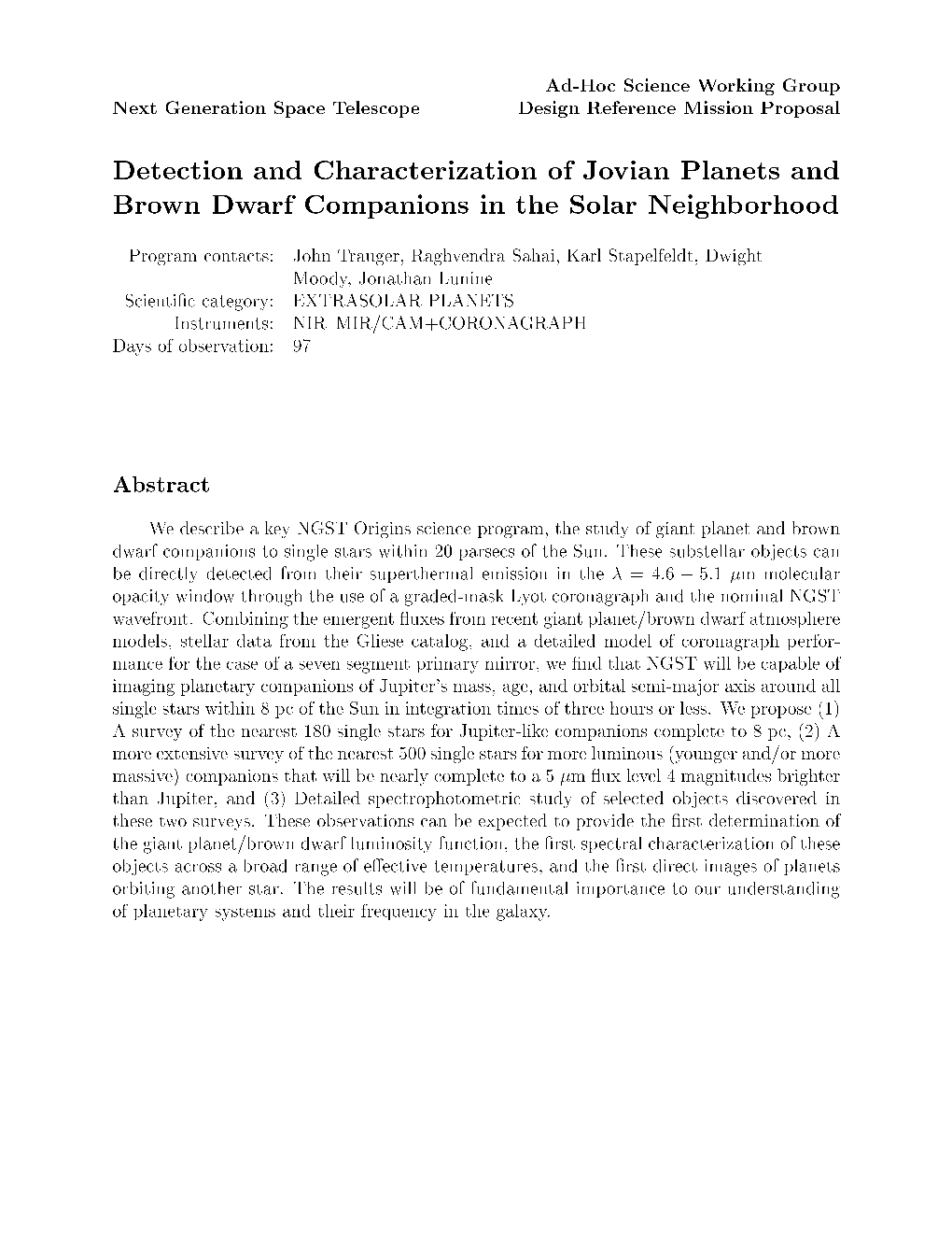 Detection and Characterization of Jovian Planets and Brown Dwarf