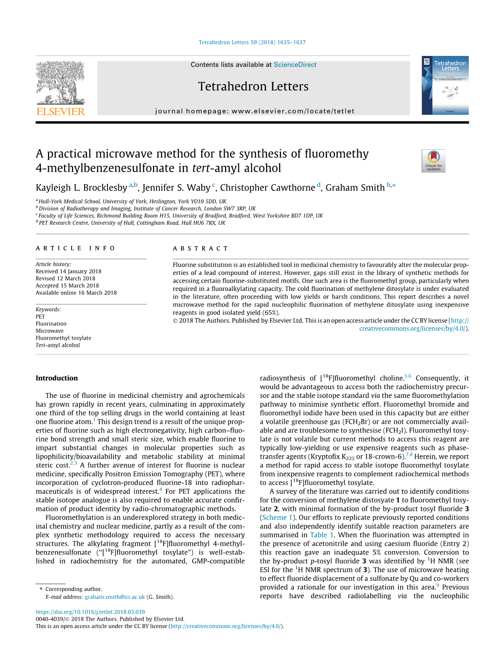 A Practical Microwave Method for the Synthesis of Fluoromethy 4