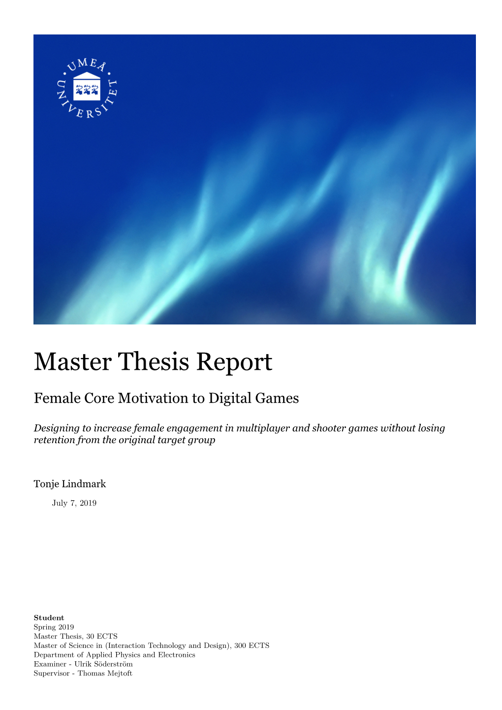 Master Thesis Report