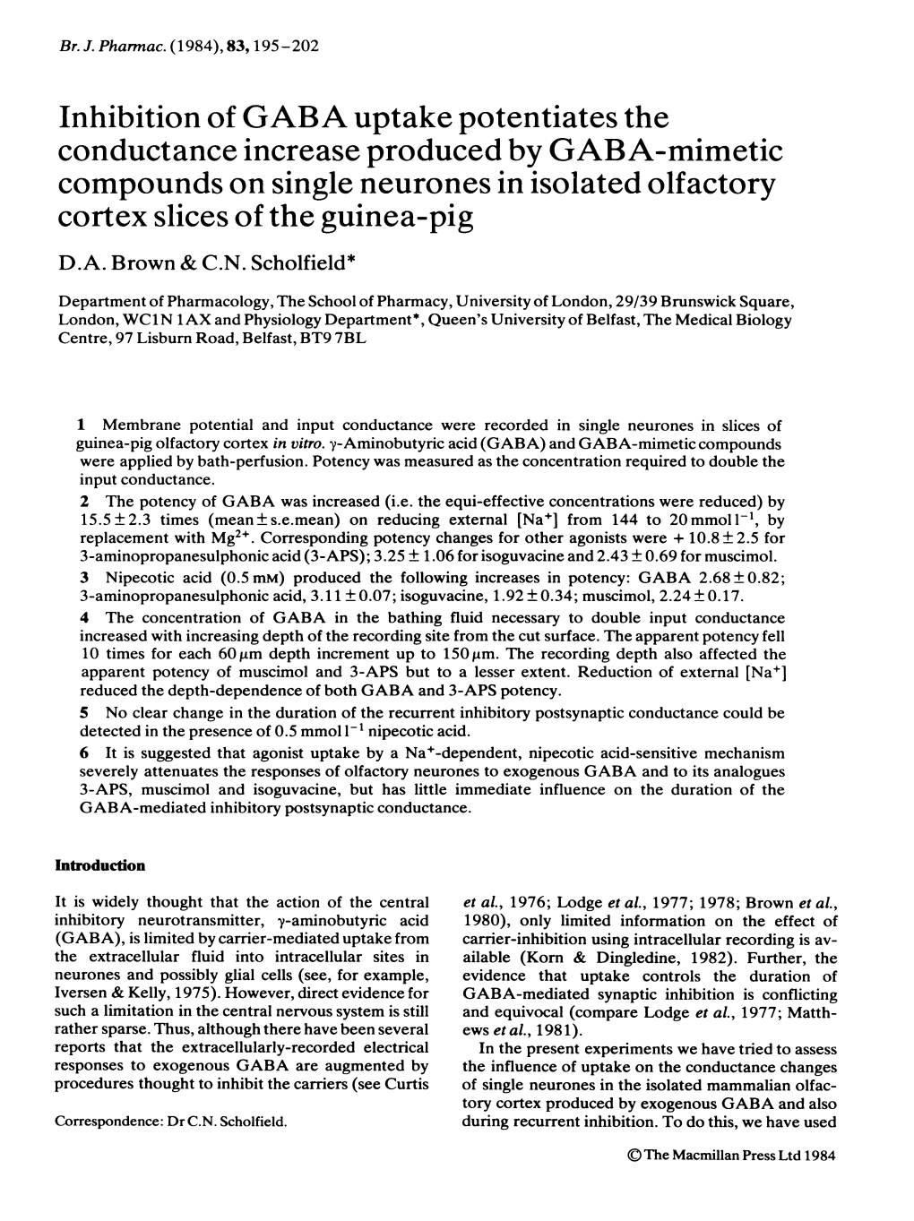 Inhibition of GABA Uptake Potentiates The