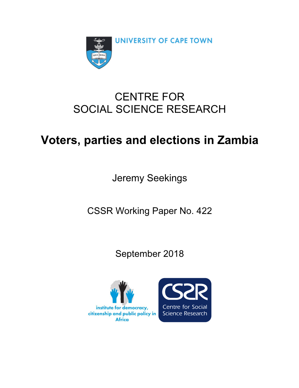 Voters, Parties and Elections in Zambia