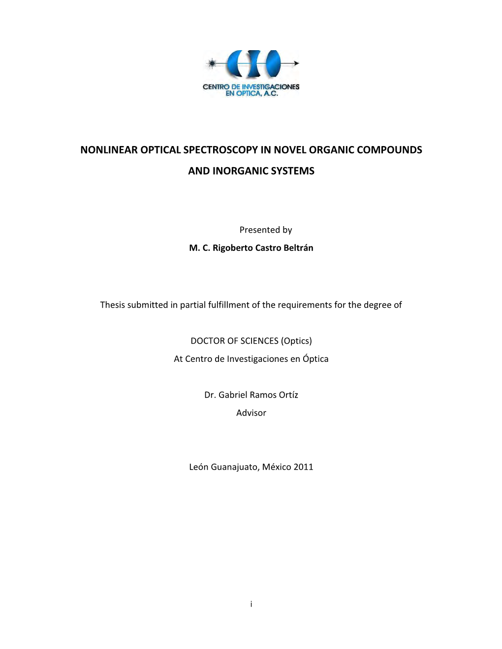 Nonlinear Optical Spectroscopy in Novel Organic Compounds and Inorganic Systems