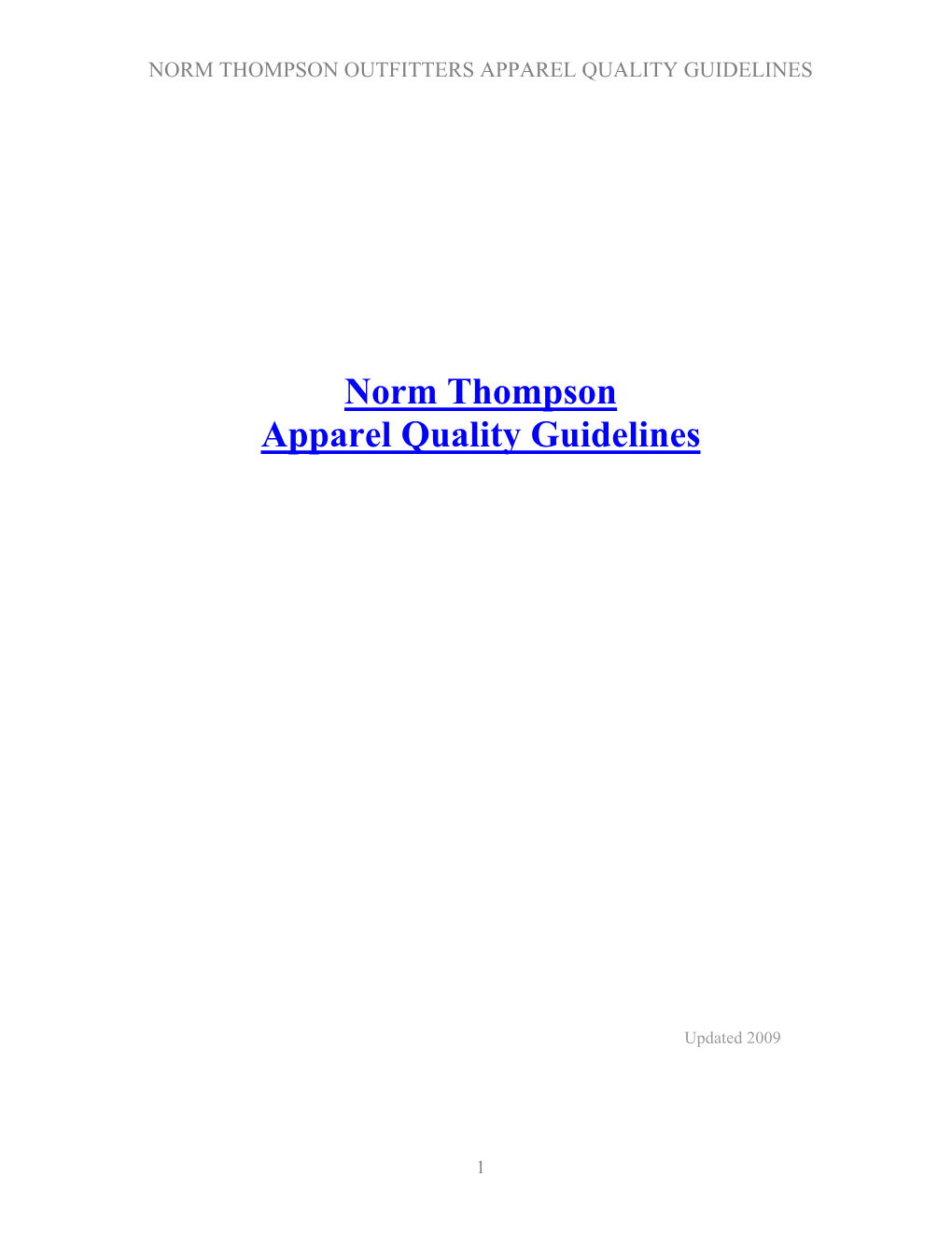 Norm Thompson Apparel Quality Guidelines