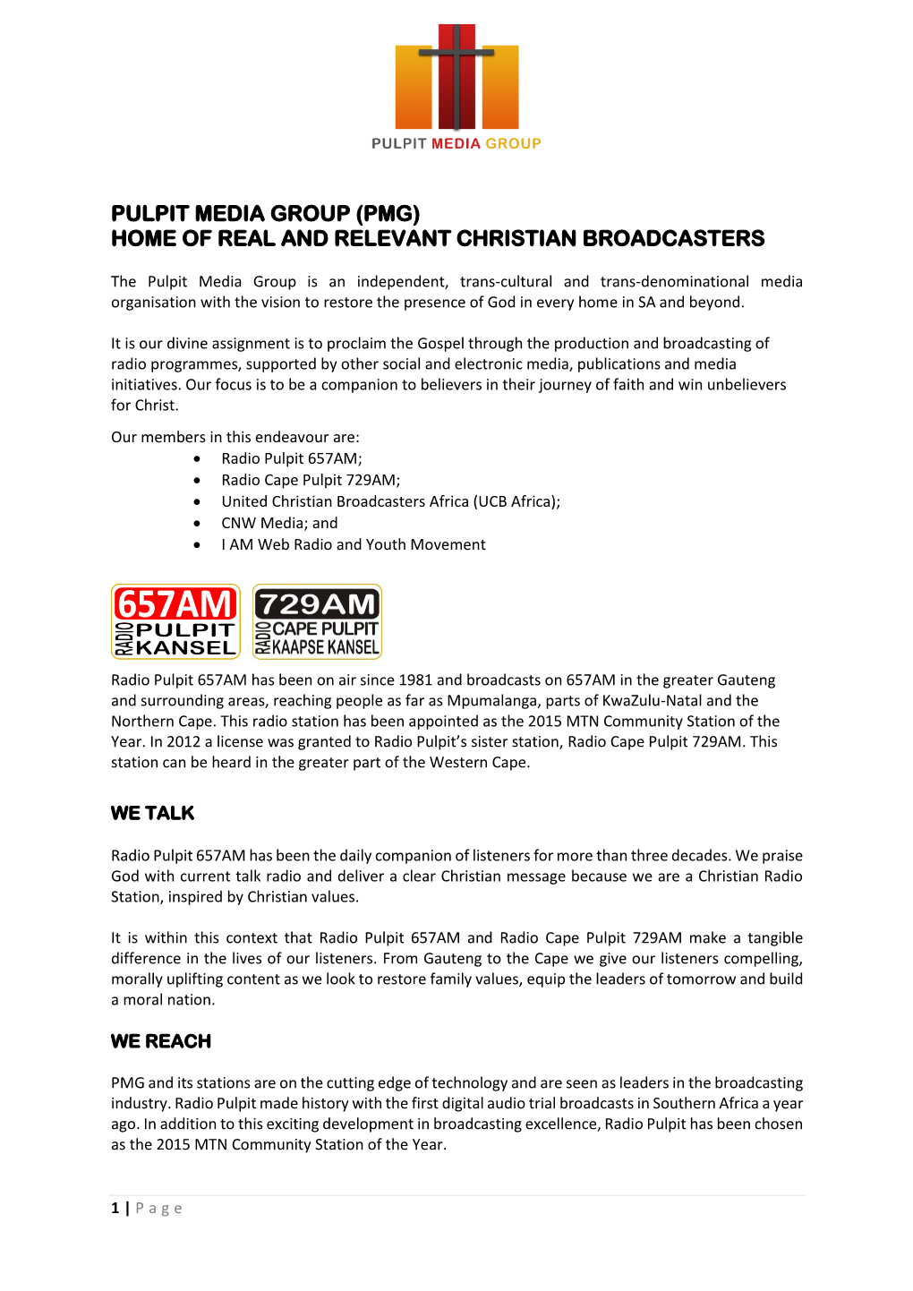 Pulpit Media Group (Pmg) Home of Real and Relevant Christian Broadcasters