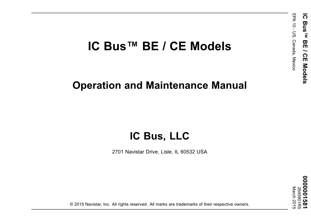 IC Bus™ BE / CE Models / CE Mexico Models