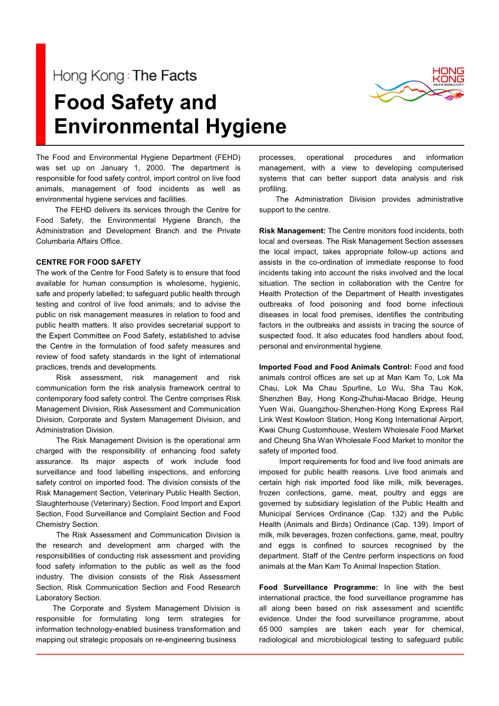 Food Safety and Environmental Hygiene