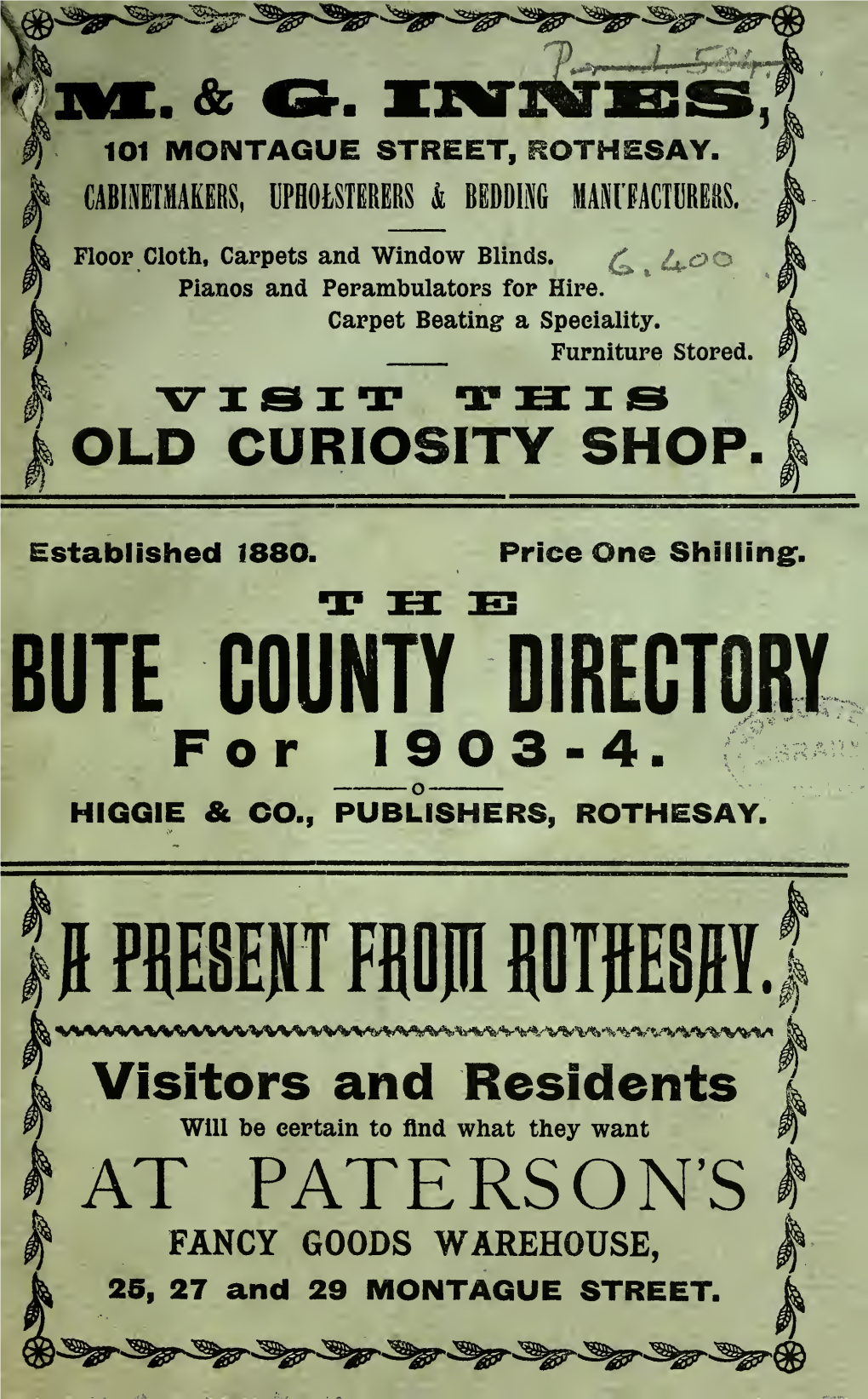 BUTE COUNTY DIRECTORY for 1903-4