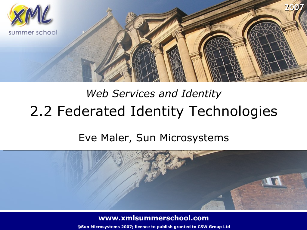 2.2 Federated Identity Technologies