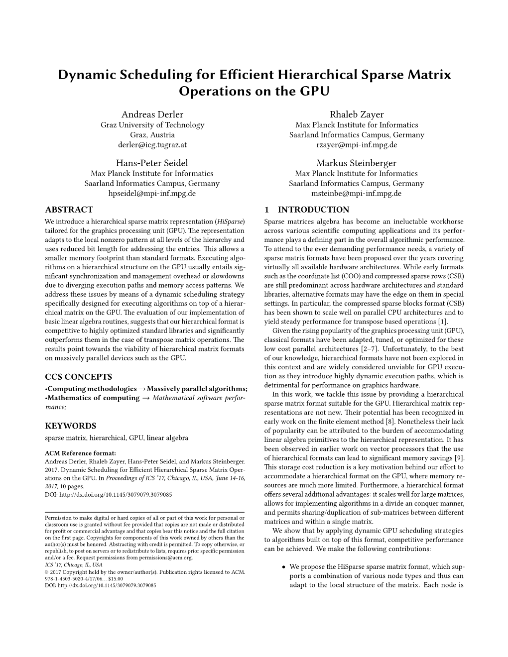 Dynamic Scheduling for Efficient Hierarchical Sparse Matrix