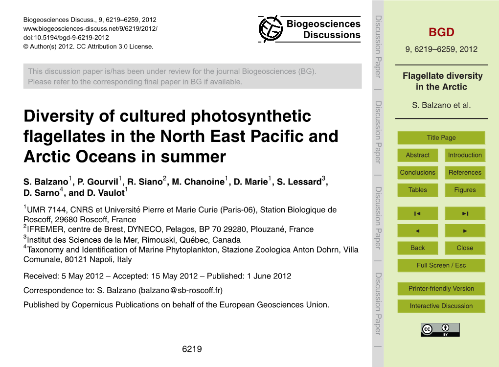 Flagellate Diversity in the Arctic 3.2 Other Chlorophyta S