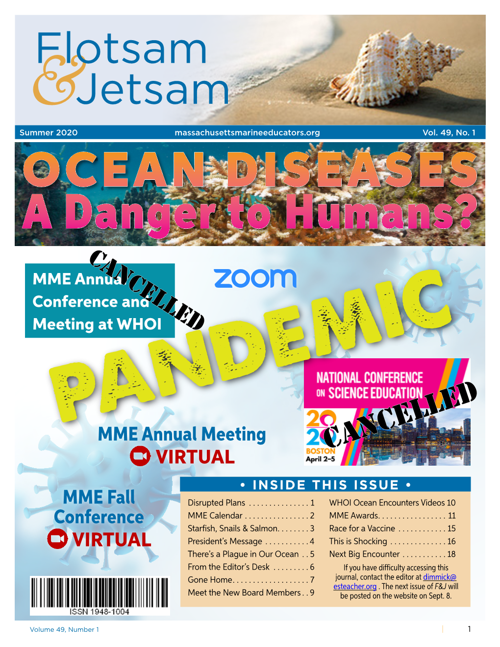 OCEAN DISEASES a Danger to Humans? Cancelled MME Annual Conference and Meeting at WHOI