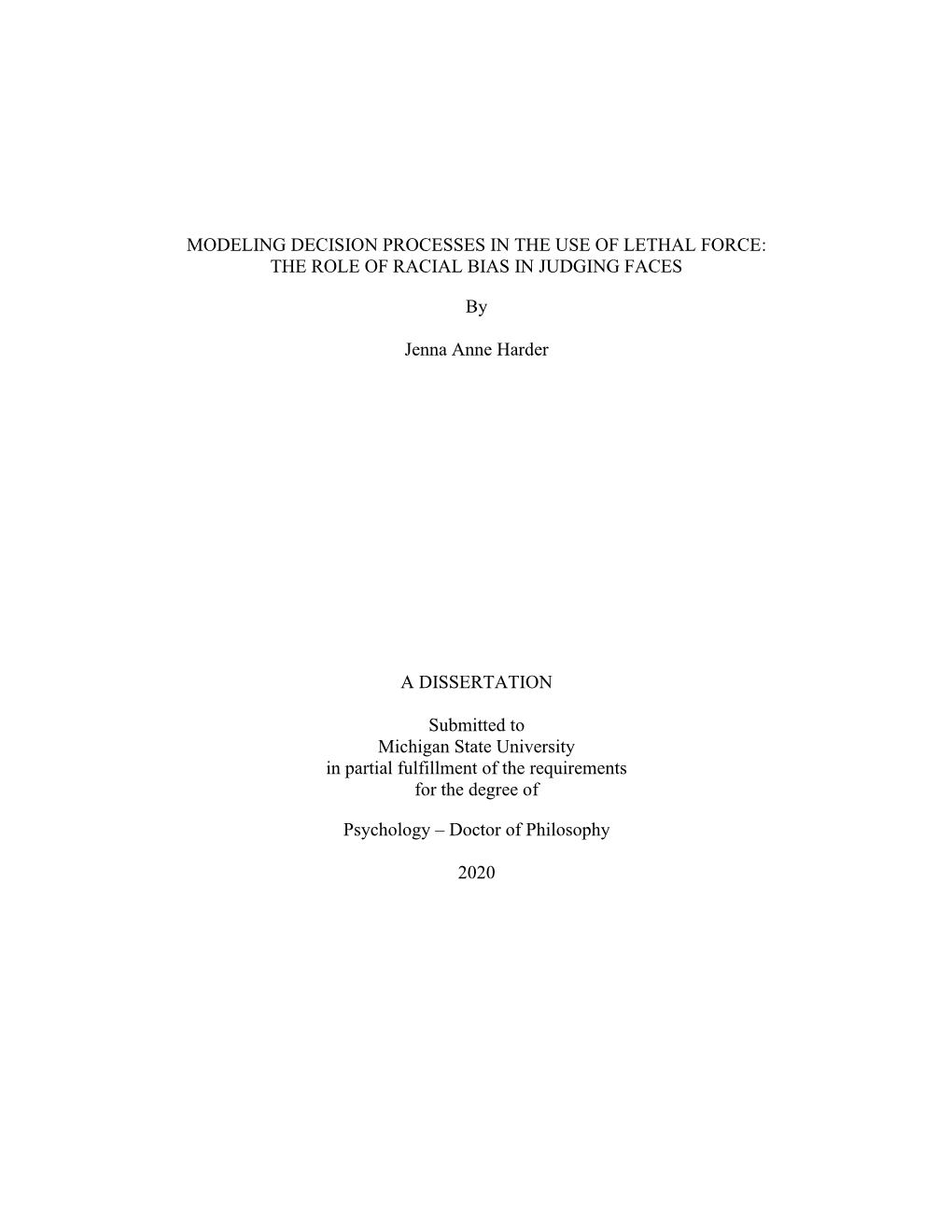 THE ROLE of RACIAL BIAS in JUDGING FACES by Jenna Anne