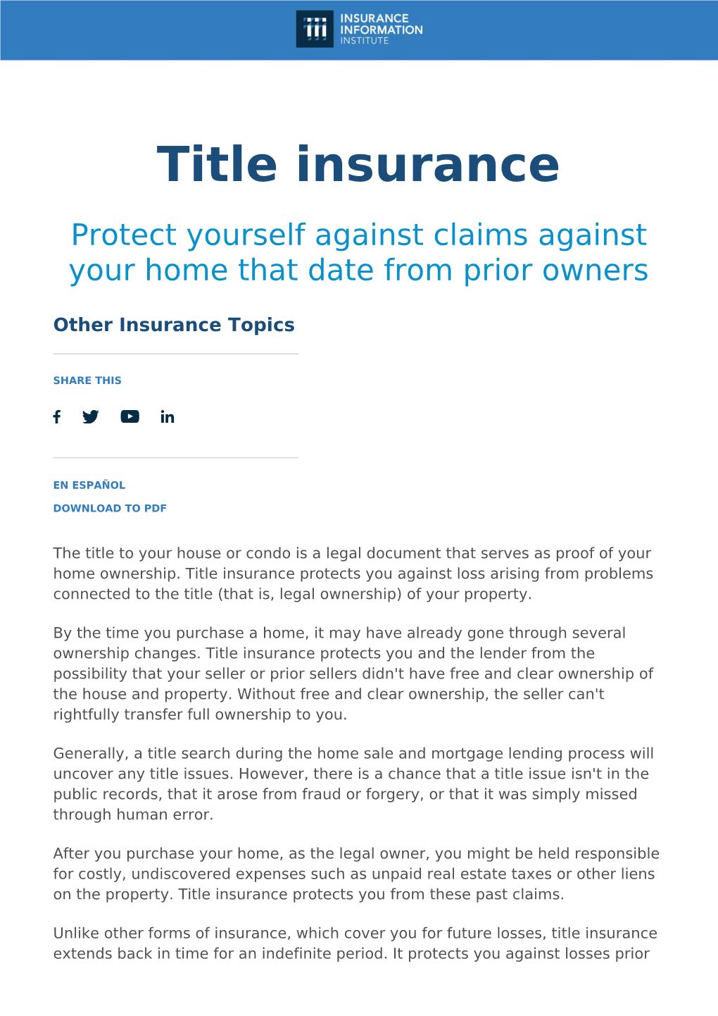 Title Insurance Title Insurance