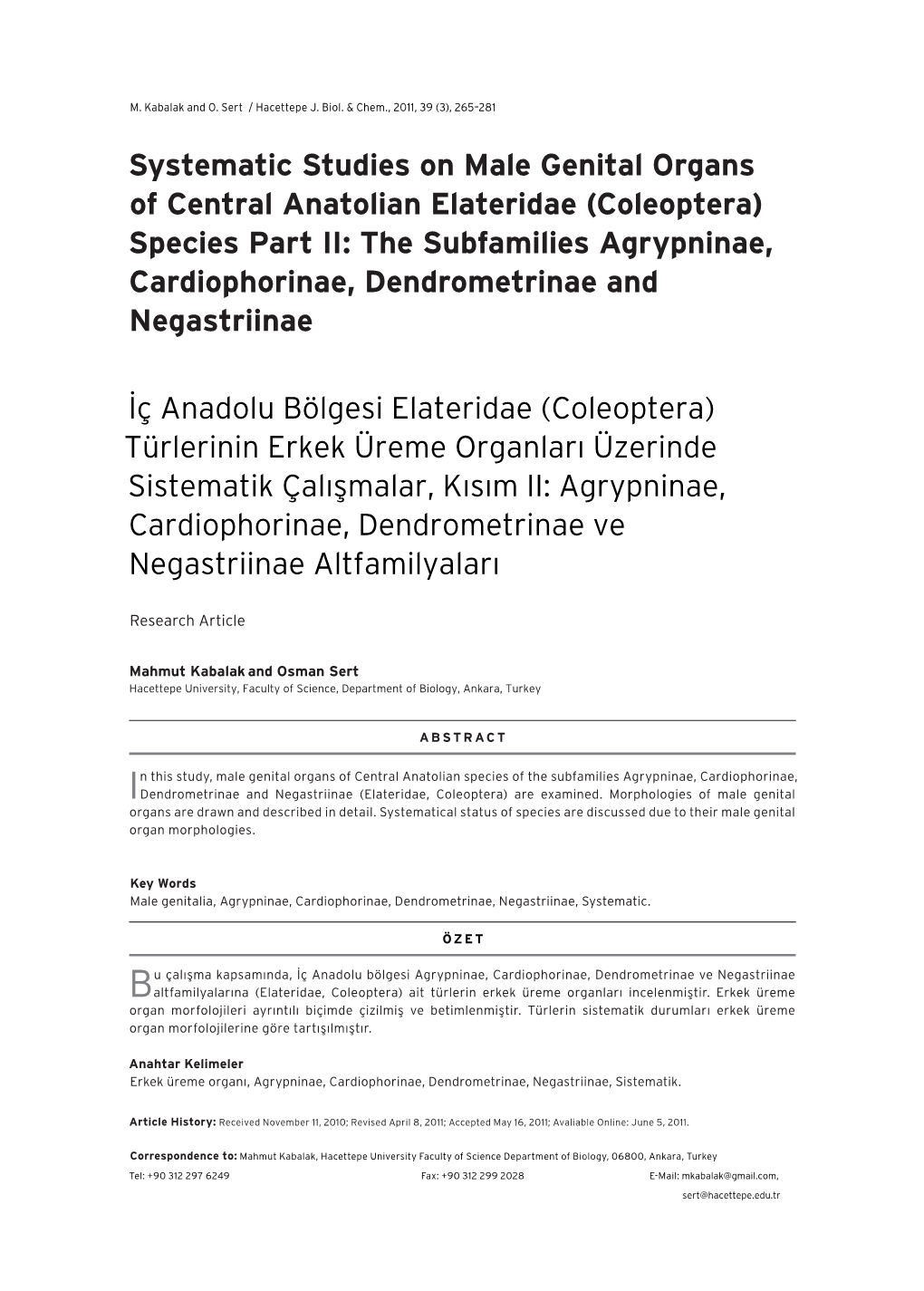 Systematic Studies on Male Genital Organs of Central