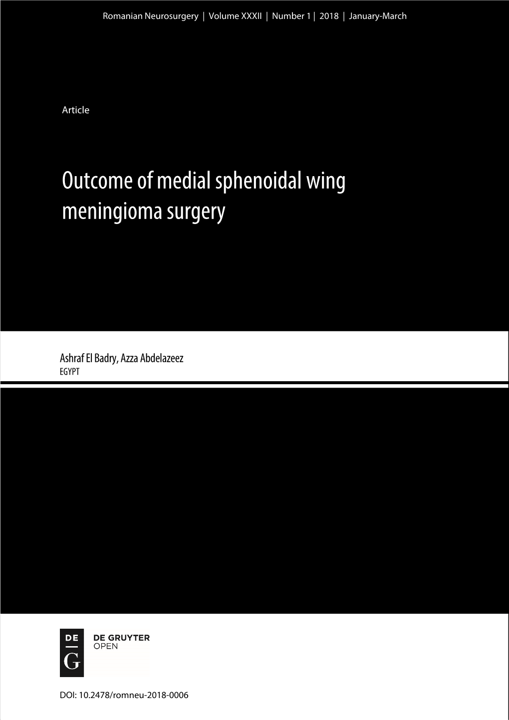 Outcome of Medial Sphenoidal Wing Meningioma Surgery