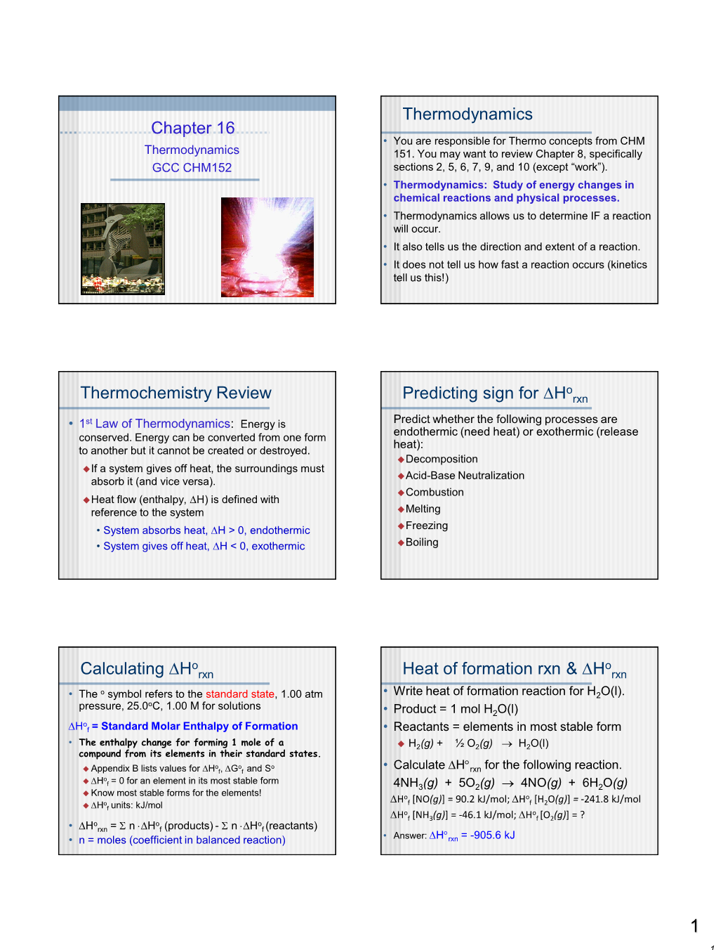 Thermodynamics Chapter 16 • You Are Responsible for Thermo Concepts from CHM Thermodynamics 151