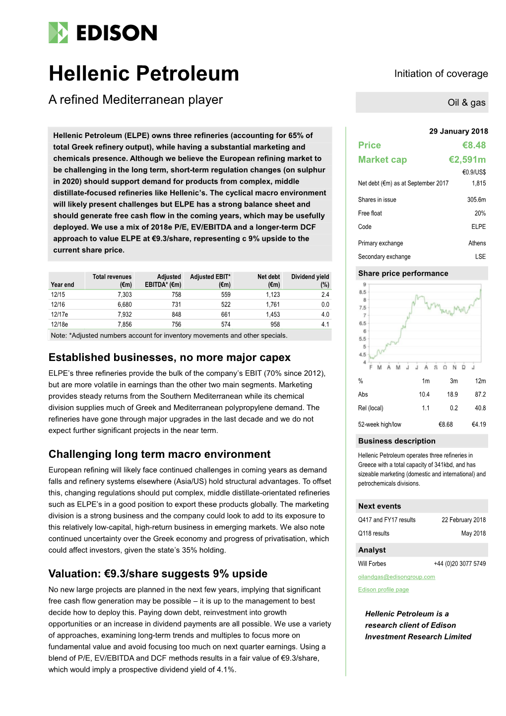 Hellenic Petroleum Initiation of Coverage