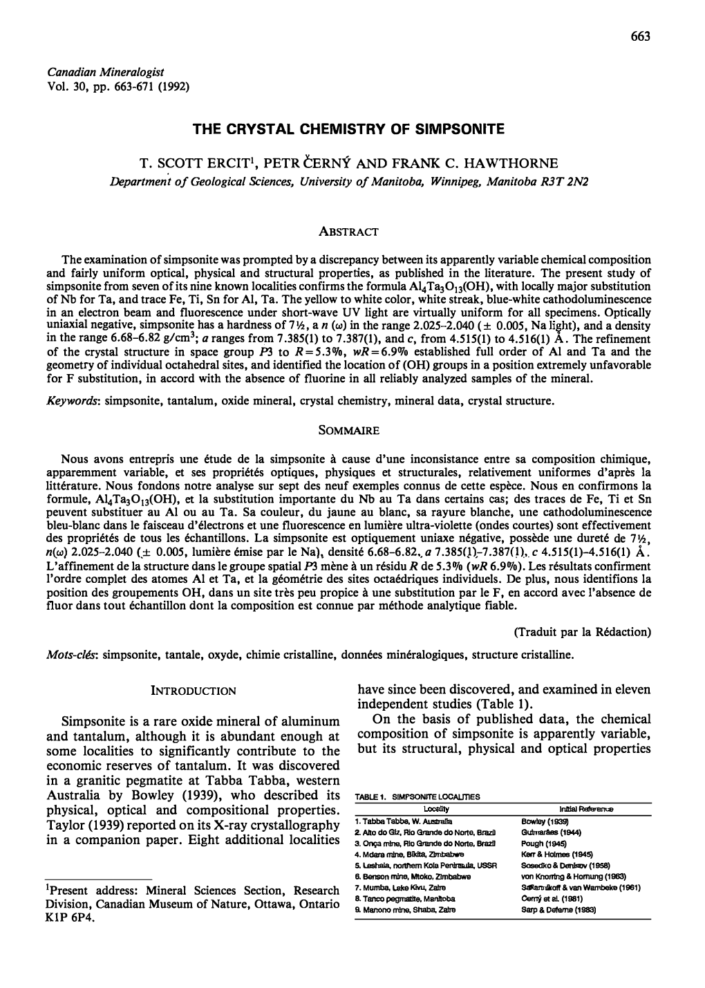 The Crystal Chemistry of Simpsonite