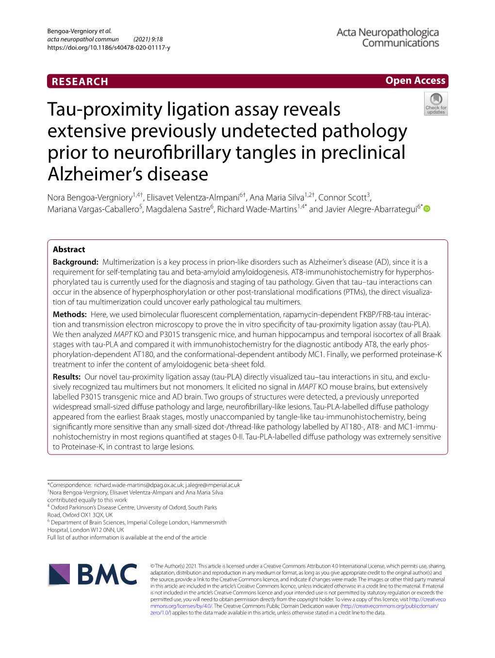Tau-Proximity Ligation Assay Reveals Extensive Previously Undetected Pathology Prior to Neurofibrillary Tangles in Preclinical A