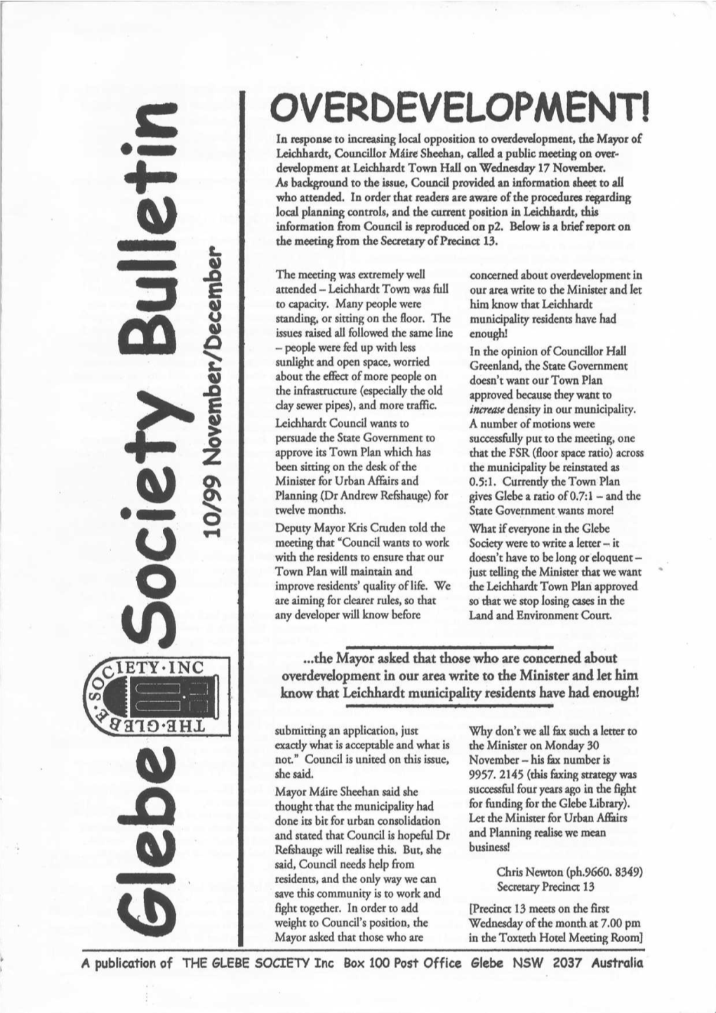 Glebe Society Bulletin 1999 Issue 10