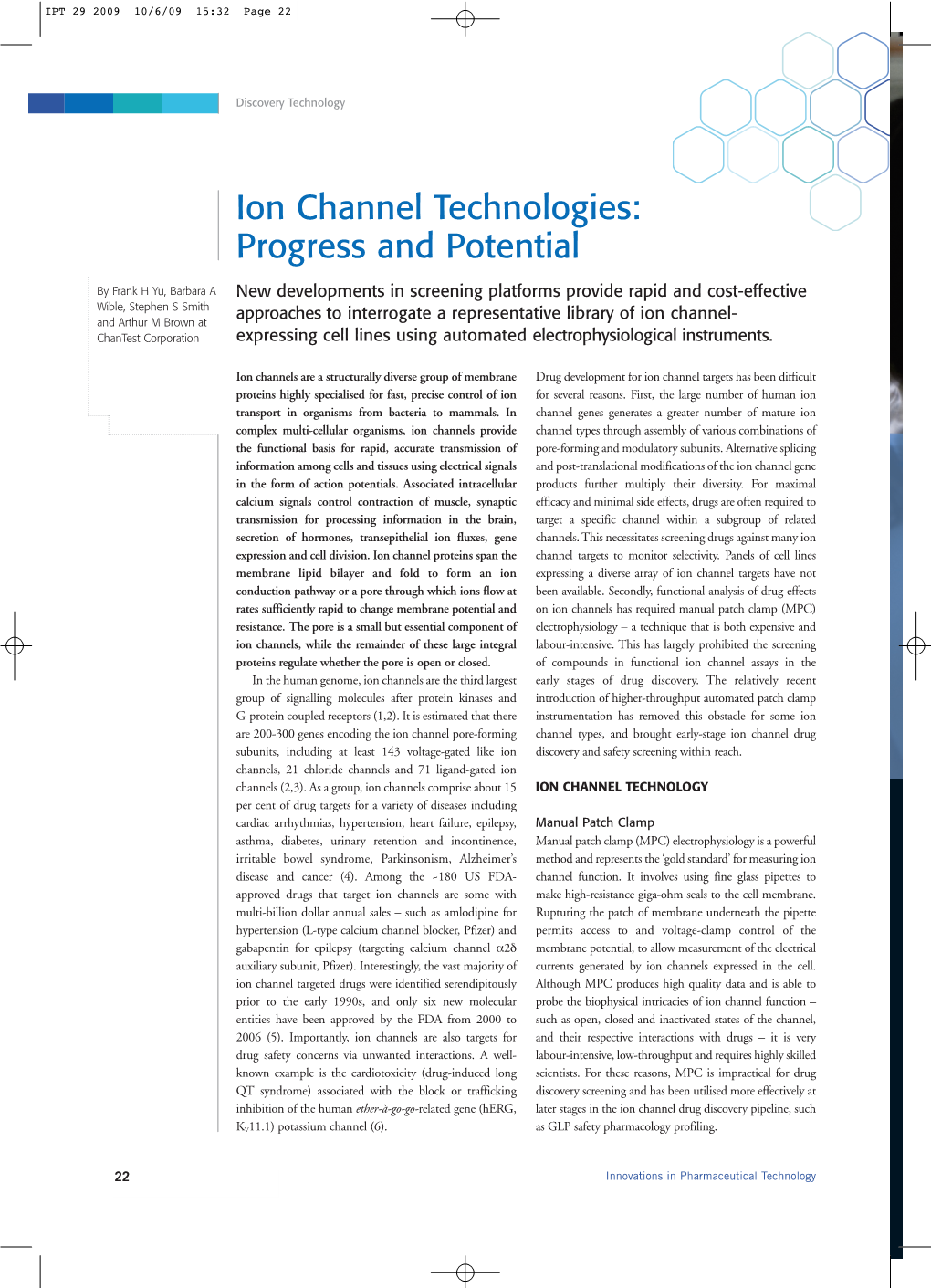 Ion Channel Technologies: Progress and Potential