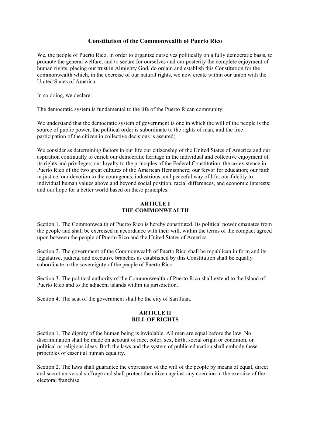 Constitution of the Commonwealth of Puerto Rico