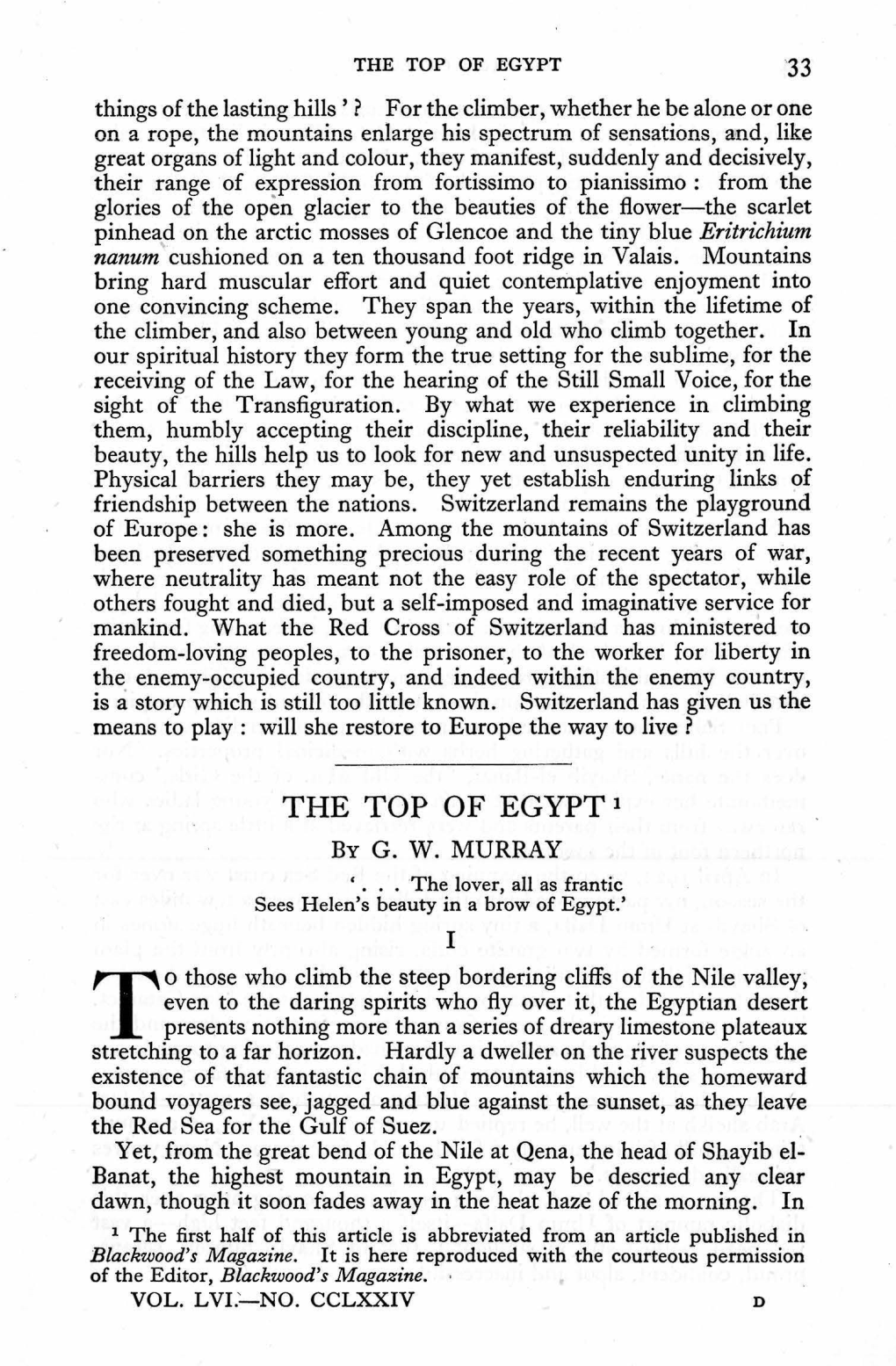 THE TOP of EGYPT. G. W. Murray