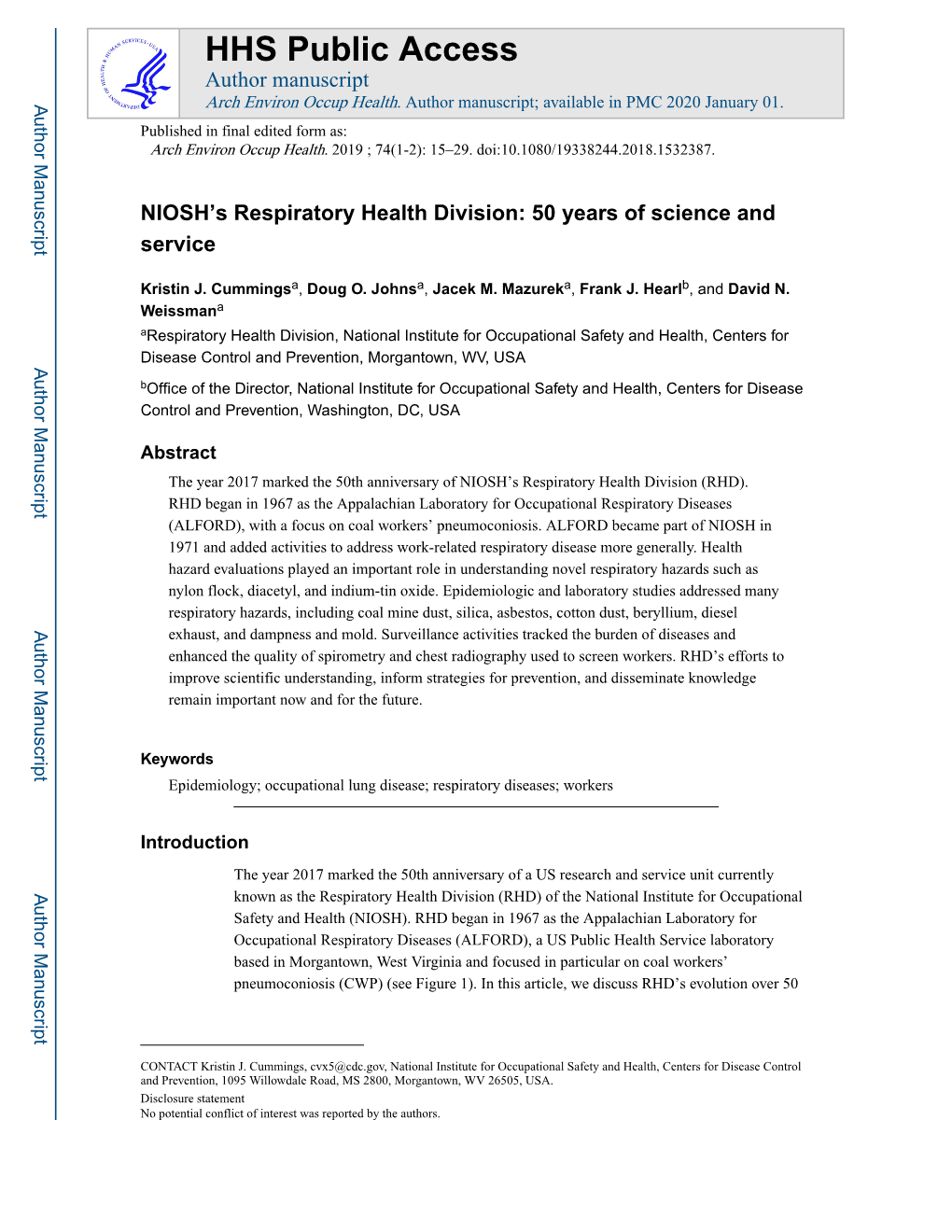 NIOSH's Respiratory Health Division