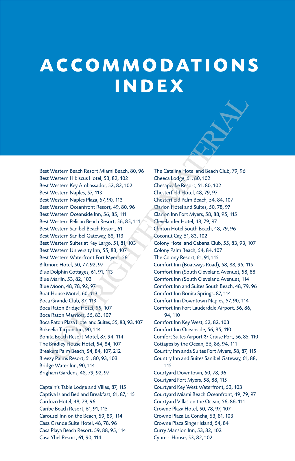 Accommodations Index