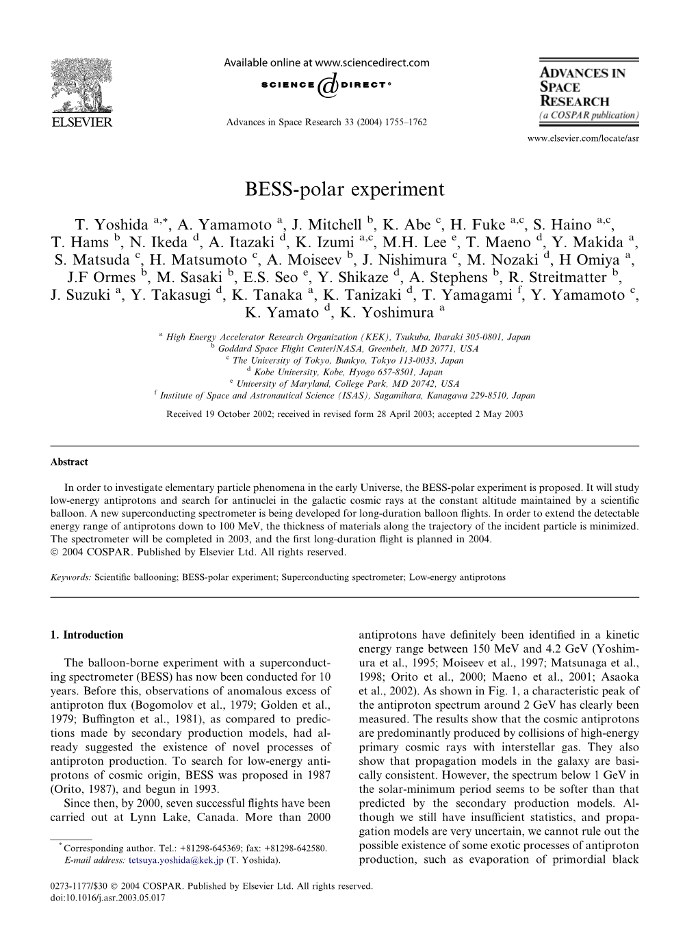 BESS-Polar Experiment