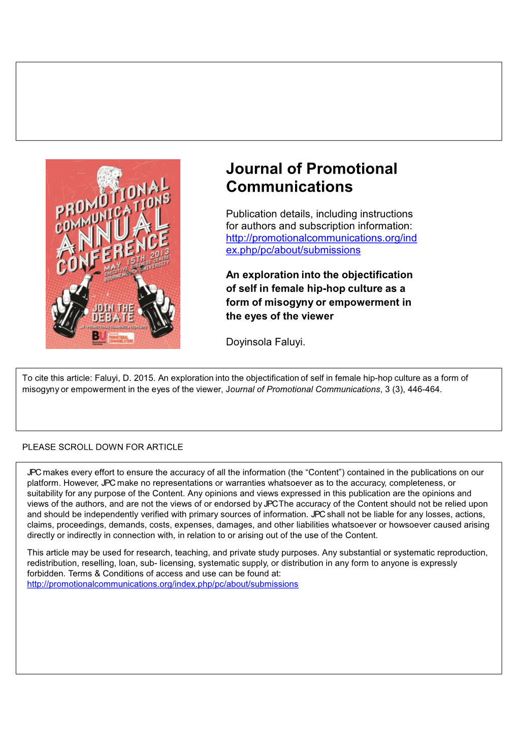 Journal of Promotional Communications