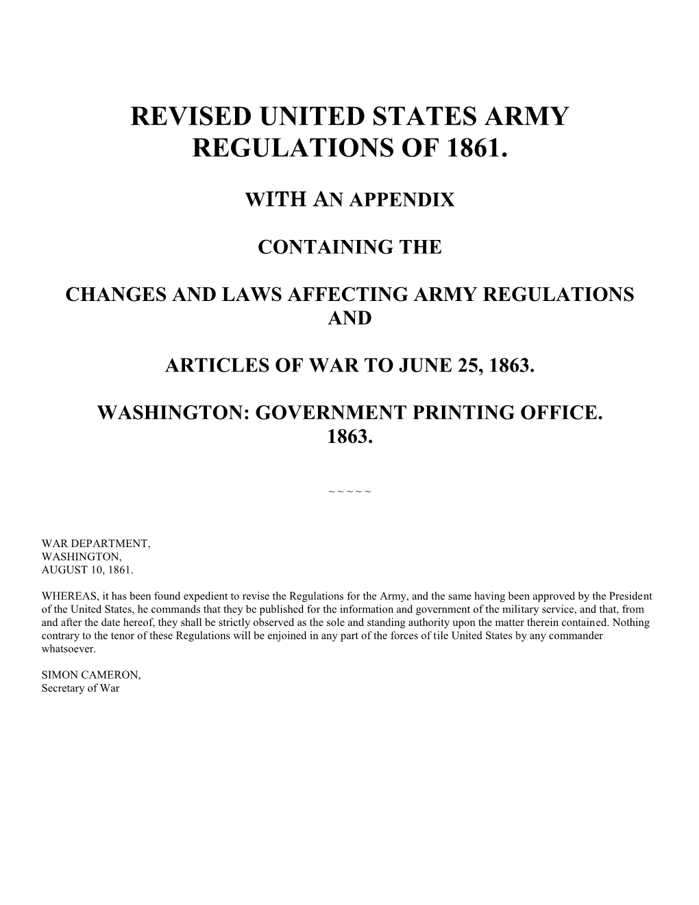 Revised United States Army Regulations of 1861