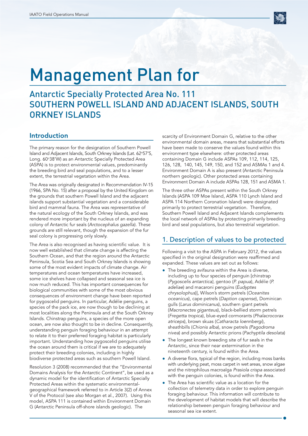 Management Plan for Antarctic Specially Protected Area No