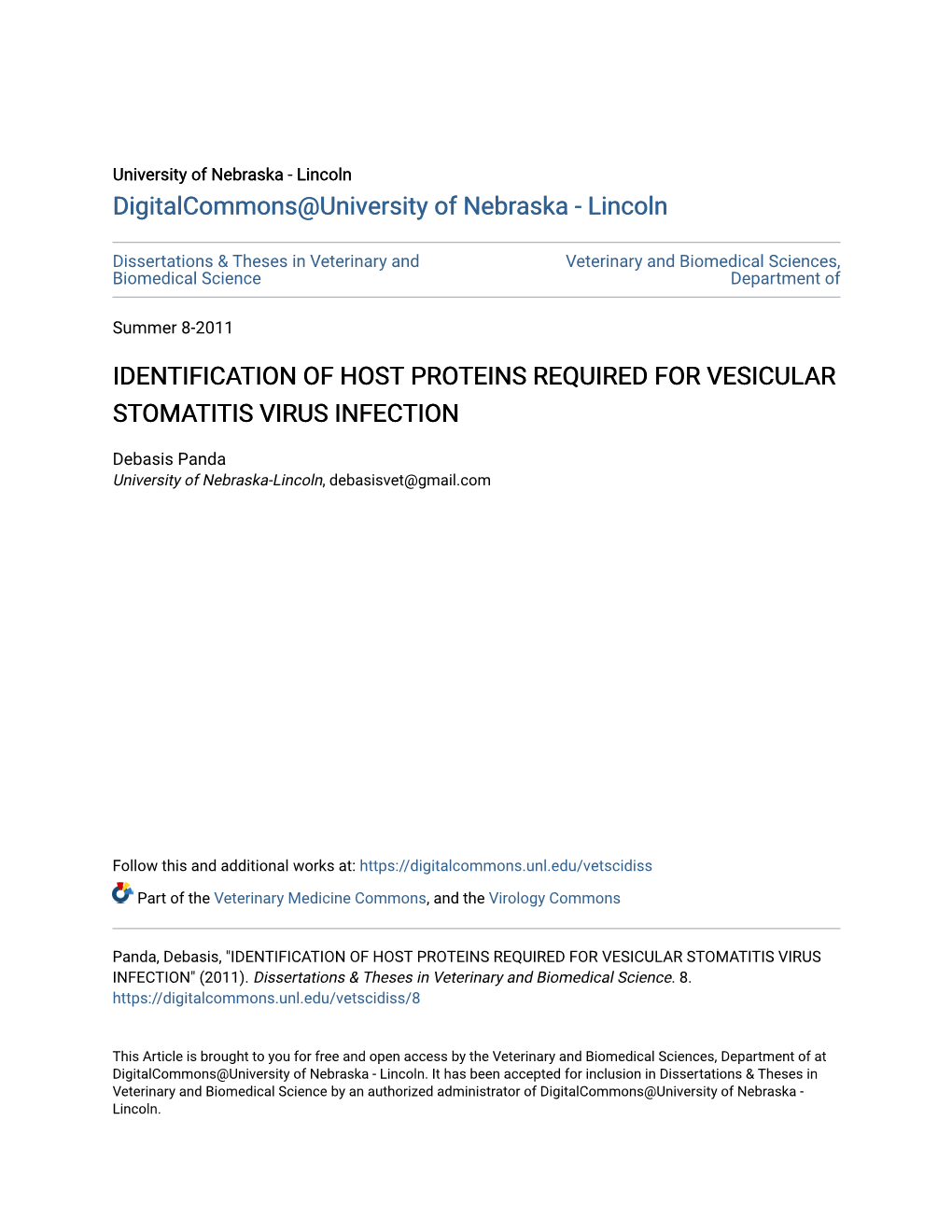 Identification of Host Proteins Required for Vesicular Stomatitis Virus Infection