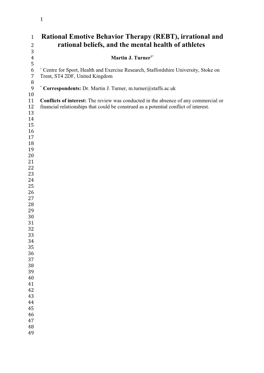 Rational Emotive Behavior Therapy (REBT), Irrational and Rational Beliefs, and the Mental