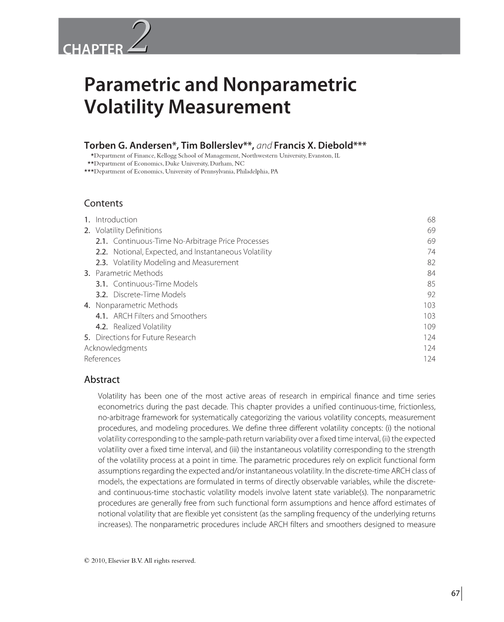 CHAPTER2 Parametric and Nonparametric Volatility Measurement