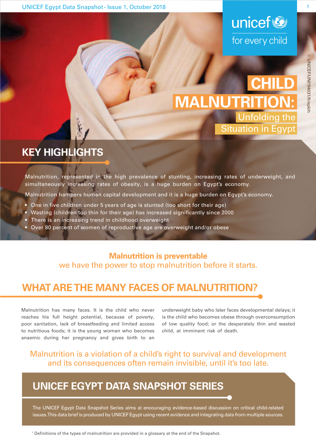 CHILD MALNUTRITION: Unfolding the Situation in Egypt