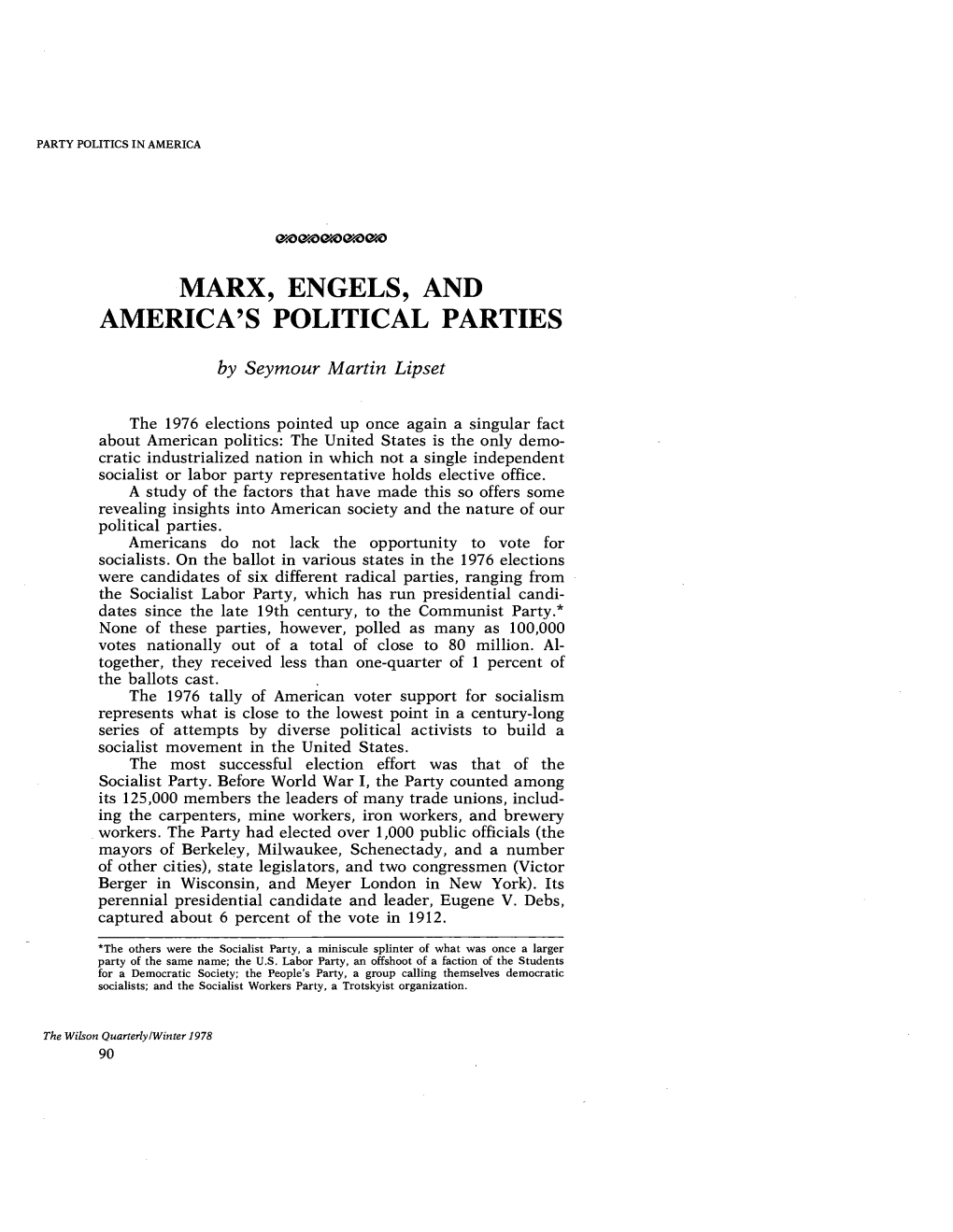 Marx, Engels, and America's Political Parties