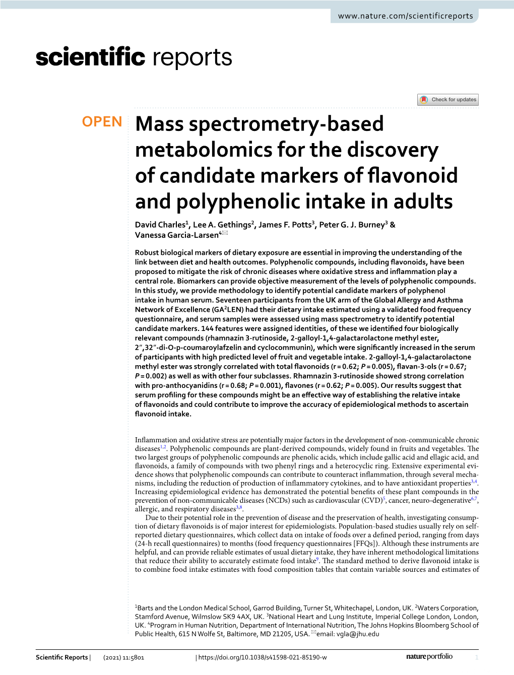 Mass Spectrometry-Based Metabolomics for the Discovery of Biomarkers of Fruit and Vegetable Intake: Citrus Fruit As a Case Study